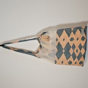 Handwoven Blue and Beige Tote Bag by